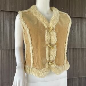 🔥VTG Wilson’s Suede Leather Penny Lane Faux Fur Boho Hippie Toggle Western Vest